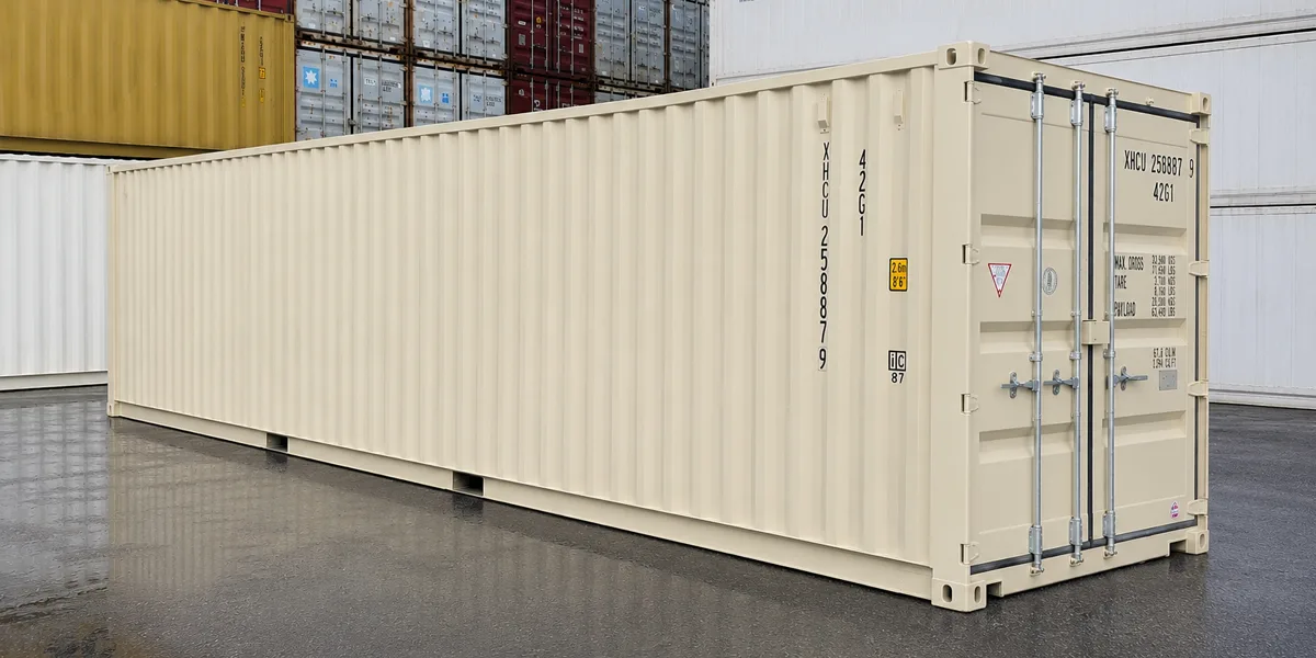 Tan 40ft shipping container available to order from Conway in BC